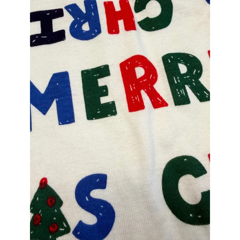 Carter's Pajama Set Kids 5T White New Merry Christmas‎ Happy Print Snug Fit 2pc